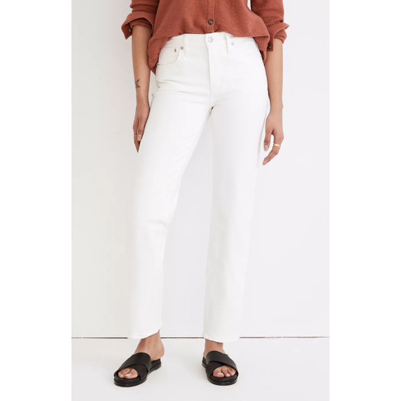 Madewell Denim - Madewell The Mid Rise Perfect Vintage Straight Jean Tile White Women's Size 25
